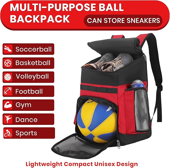 Basketball Backpack Large Sports Bag for Men&Youth,Gym Bag with Separate Ball & Shoes Compartment,Travel Bag for Basketball,Soccer,Volleyball