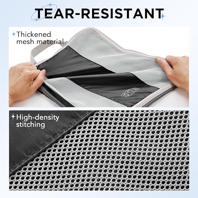 6 Set Compression Packing Cubes for Travel Essentials,Compressible Expandable Packing Cubes for Suitcase,OlarHike Luggage Organizer Bags for Travel,Handy Helper for Organizing Clothes(Black)