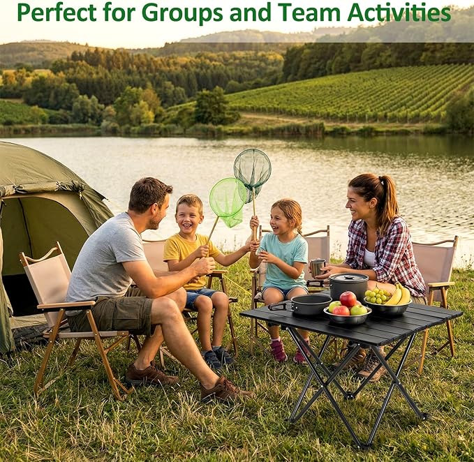 Nuenen 6 Pcs Portable Camping Table Bulk 22 x 17 x 16 Inch Compact Camping Folding Table with Carry Bag for Camp Essentials Hiking Picnic BBQ Cooking Beach Fishing Travel Outdoor Use