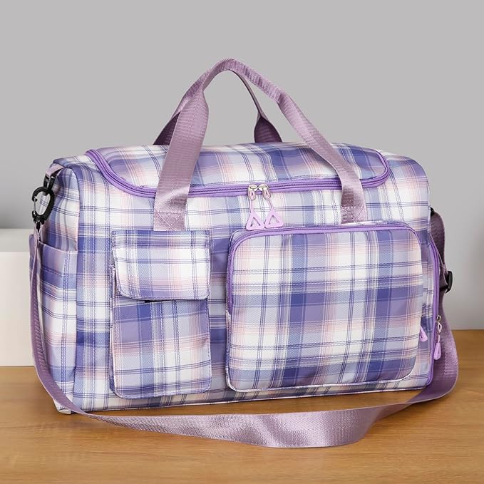 Small Gym Bag for Women, Travel Duffle Bag Carry On Weekender Bag with Shoe Compartment