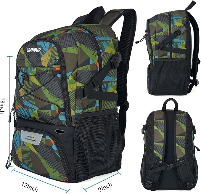 GRANDUP Basketball backpack with ball and shoes compartment Fit Volleyball, soccer, Swim, Gym, Travel, and School, large capacity sports training equipment bags