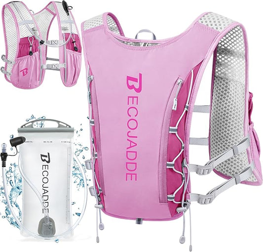 BECOJADDE Running Vest Hydration Backpack for Men Women, 5L Lightweight Running Backpack Hydration Pack for Marathon, Trail, Cycling, Hiking, Jogging