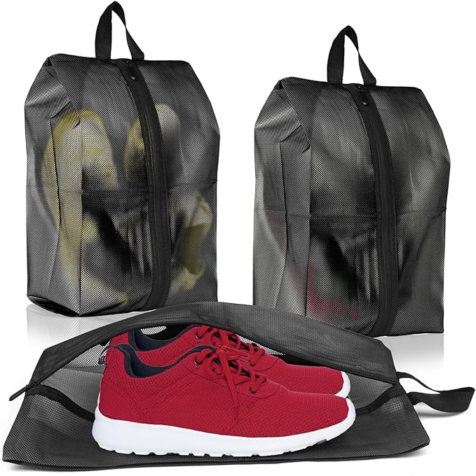 Shoe Bags for Travel, Set of 2 Pack Shoe Travel Bags for Packing, Large Waterproof Portable Travel Shoe Bag with Zipper Travel Gym Soccer Sneaker Golf Dance Essentials for Women and Men