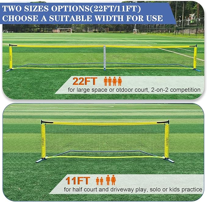 Zdgao Pickleball Net for Driveway with 22FT Regulation Size Pickleball Net, 4 Outdoor Pickleballs and Carry Bag, Weather Resistance Strong Steel Frame