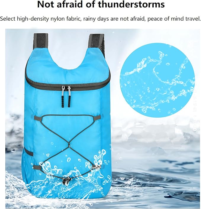 16L Lightweight Foldable Hiking-Backpack Small Packable-Daypack For Travel,Ultralight Water-Resistant Gym Bag Men Women Easy Carry-on (Blue)