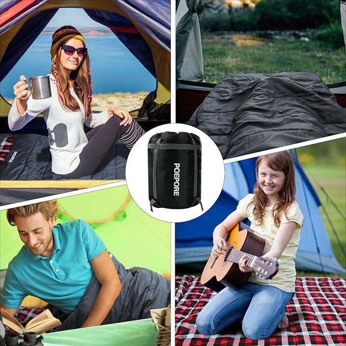 0 Degree Sleeping Bag 100% Cotton Flannel XXL Cold Weather Winter Oversized Sleeping Bag for Adults Camping Zero Degree Big and Tall with Compression Sack