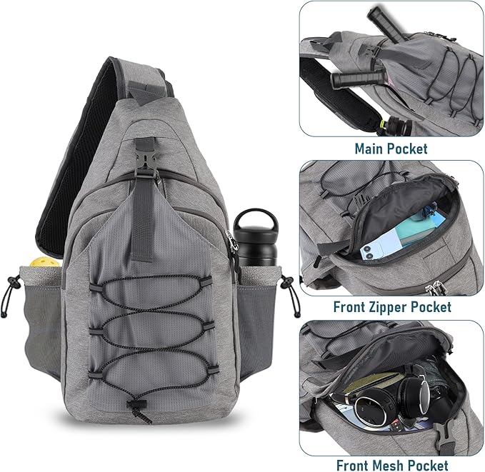 Bag, Crossbody Sling Backpack for Women and Men, Paddle Sports Sling Bag with Large Capacity, Safety Pocket and Fence Hook, Fits 2 Paddles, Gifts for Lovers