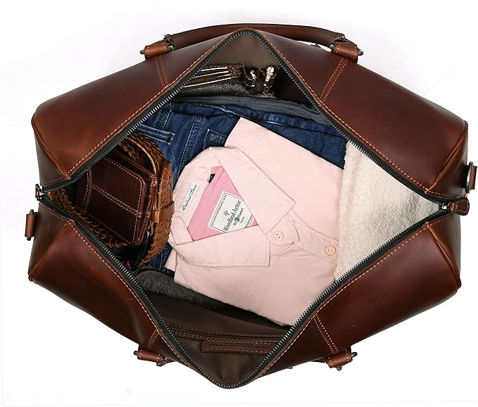 Leather Duffel Bag for Men & Women Travel, Weekend, Overnight, Gym Bag