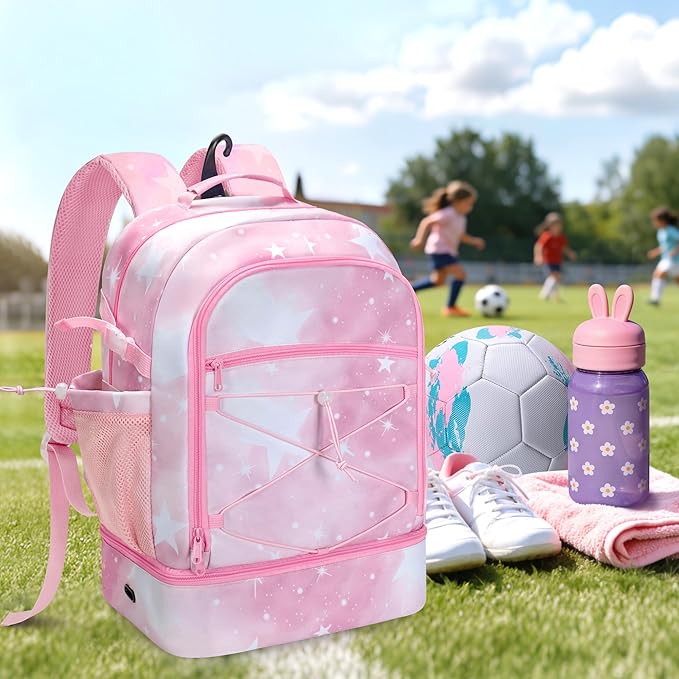 Soccer Bags for Girls with Separate Ball Pocket and Shoe Compartment, Sports Backpack for Soccer, Basketball, Volleyball
