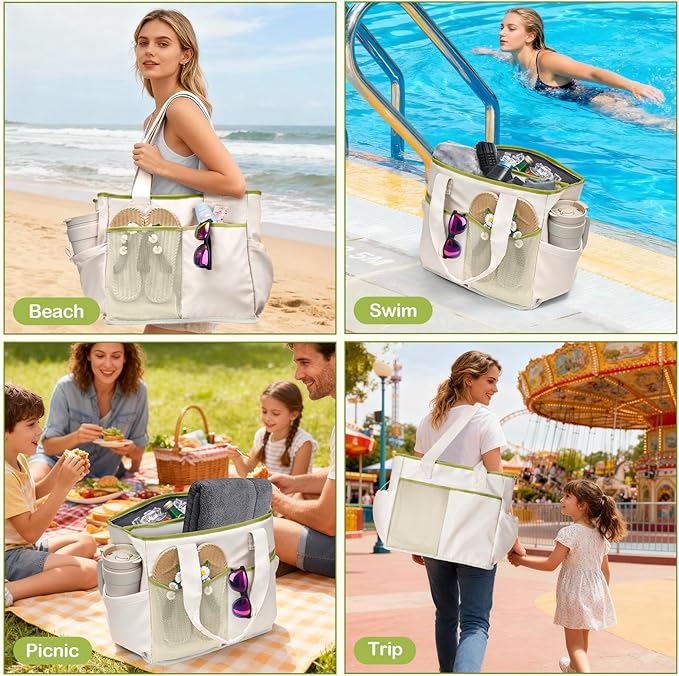 Odoland Soft Cooler Bag, Collapsible Leakproof Insulated Cooler Bag with Multi-Pocket Design, Portable Soft Side Cooler Backpack for Beach, Picnic, Camping, Travel and Daily Use for Women