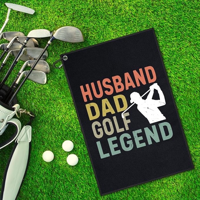 WUUCKOO Husband Dad Golf Legend Golf Towel, Funny Golf Towels for Golf Bags for Men, Golf Dad Gifts, Golfer Husband Golf Towel, Golfing Gifts for Him, Fathers Day Birthday for Dad Husband Golf Lover