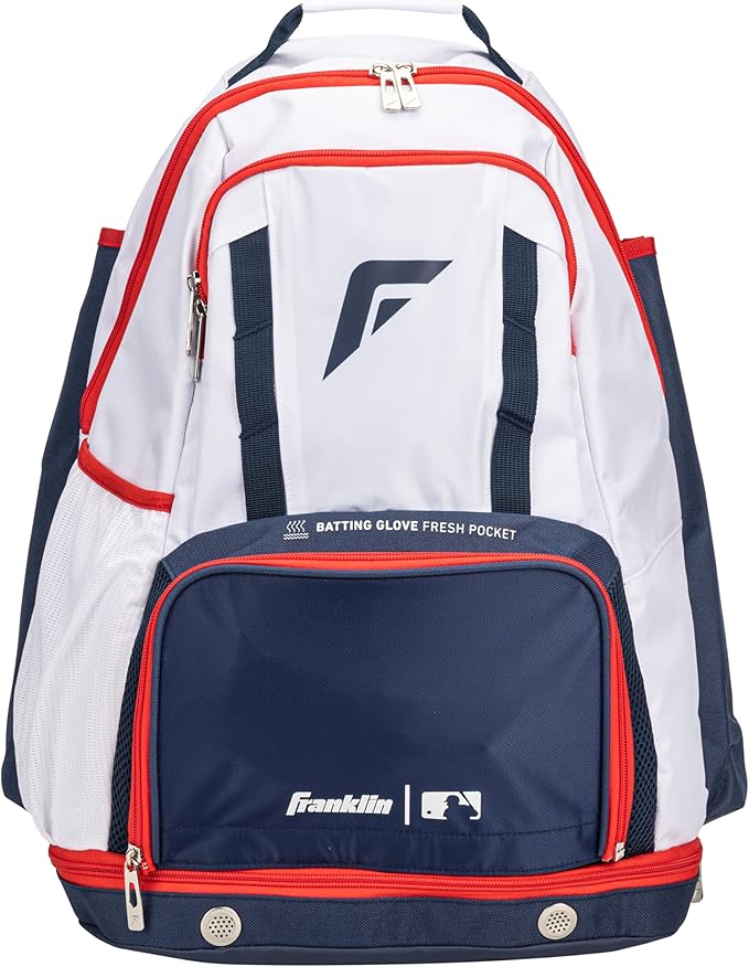 Franklin Sports MLB Gameday Baseball + Softball Backpack – Adult +Youth Equipment + Bat Bag – Stores Batting Gloves, Helmet, Cleats + More - Waterproof Premium Batpack