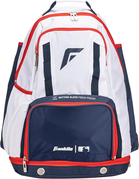 Franklin Sports MLB Gameday Baseball + Softball Backpack – Adult +Youth Equipment + Bat Bag – Stores Batting Gloves, Helmet, Cleats + More - Waterproof Premium Batpack