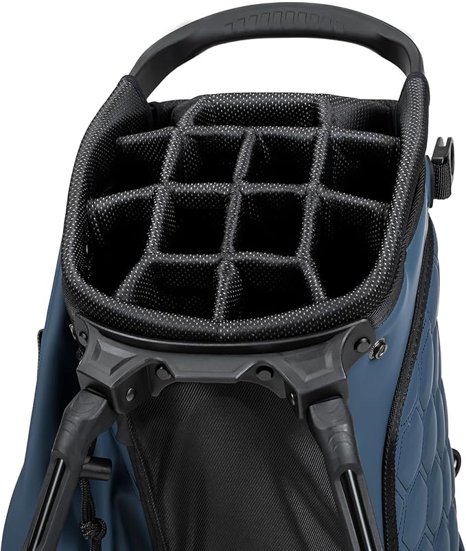 KRADUL - LUX 9.5" 14-Way Hybrid Stand Bag – Lightweight Golf Bag with Stand, Leather Finish, Club Organizer & Removable Panel