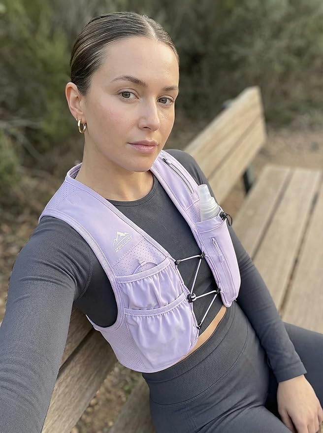 Zelvot Running Vest for Women Men, USA Original Patent, Adjustable Chest Straps Running Hydration Vest with 500ml Soft Flask, Lightweight Reflective Hydration Backpack for Marathon