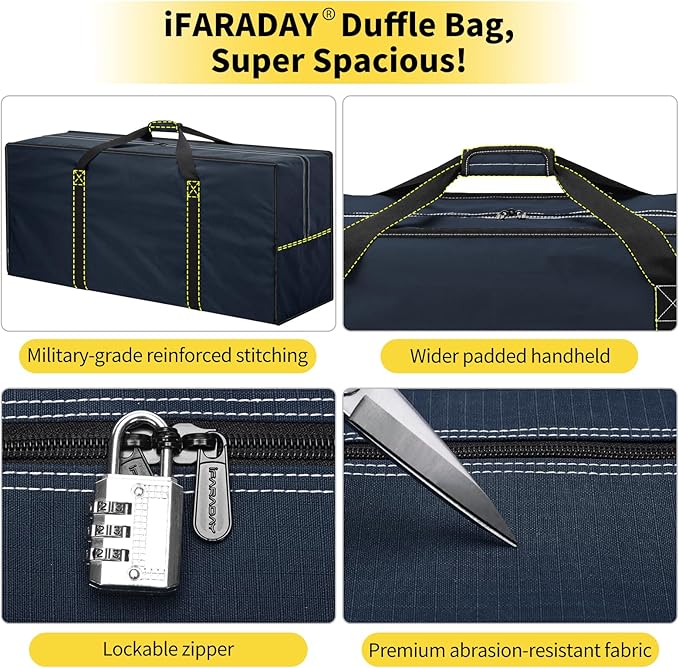 155L Oversized Duffle Bag - 42” Extra Large Heavy Duty Water Resistant Travel Bag for Camping Moving Storage (Navy Blue)