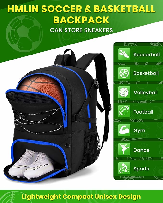 Basketball Backpack Large Sports Bag for Men&Youth,Gym Bag with Separate Ball & Shoes Compartment,Travel Bag for Basketball,Soccer,Volleyball