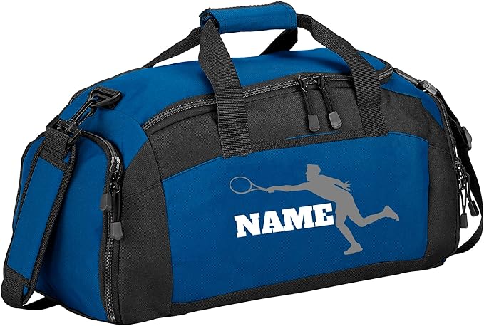 Personalized Sports Duffle Bag with Shoe Compartment (Tennis(Male), Royal)