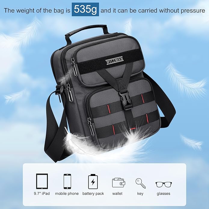 WITZMAN Crossbody Bag for Men Travel Small Shoulder Bags Lightweight Man Purse Messenger Bag for Casual Daliy Work Traveling