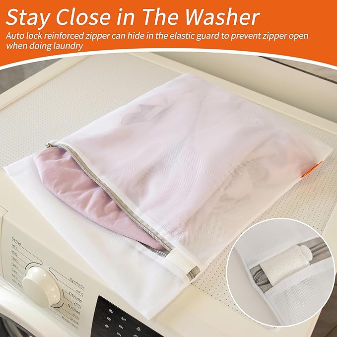 Polecasa 3Pcs 12 x 16 Inches Extra Durable Fine Mesh Laundry Bags with Sturdy Zipper for Delicates (3 Medium)