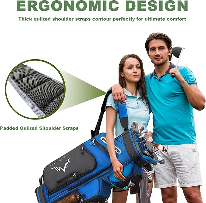 UNIHIMAL 14-Way Golf Cart Bag, Premium Full Length Golf Bag for Men with Magnetic Leather Pocket, Handles and Rain Cover