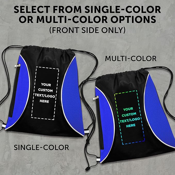 DISCOUNT PROMOS Custom Non-Woven Drawstring Backpacks Set of 10/50/100, Personalized Bulk Pack