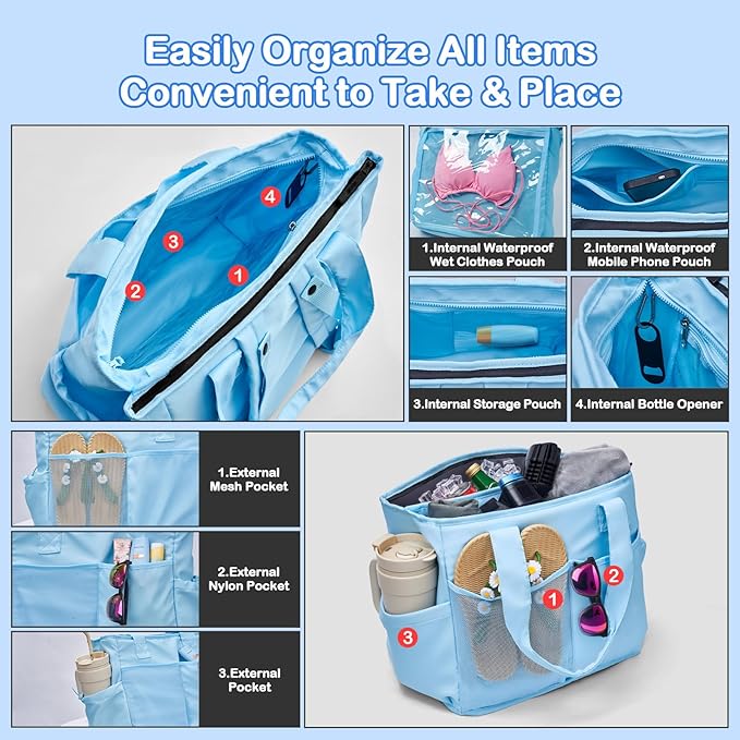 Odoland Soft Cooler Bag, Collapsible Leakproof Insulated Cooler Bag with Multi-Pocket Design, Portable Soft Side Cooler Backpack for Beach, Picnic, Camping, Travel and Daily Use for Women