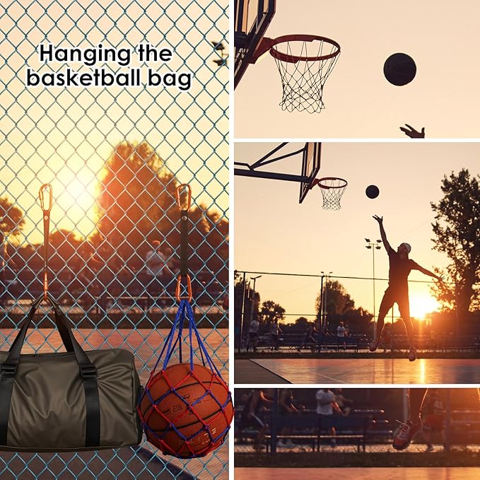 Bag Hook for Fence, Aluminum Alloy Carabiner Strap for Hanging Baseball Softball Pickleball Tennis Bags (Orange 2)