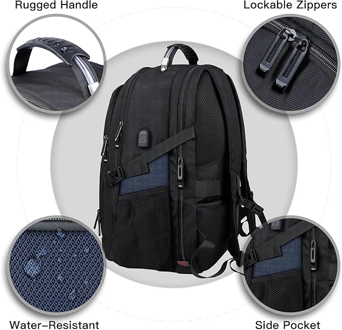 ANTERK Laptop Backpack, 18.4 Inch Laptop Backpacks for Men Women with USB Port, 55L Anti Theft Water Resistant College Bussiness TSA Airline Approved Work Computer Backpack, Blue