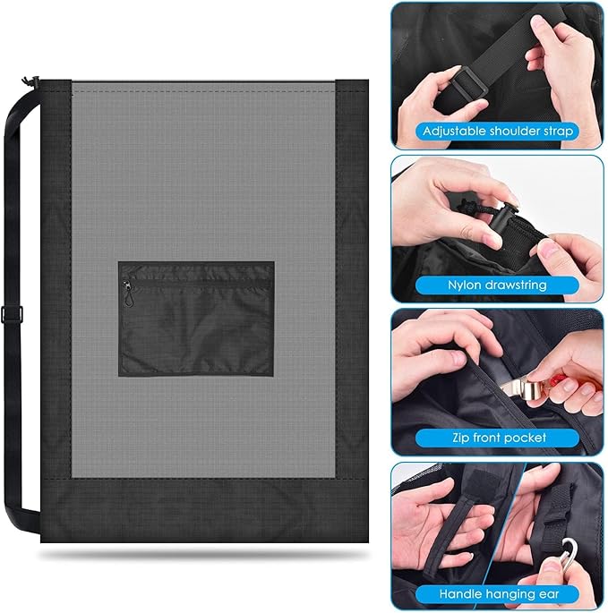 BROTOU 40" x 30" Extra Large Sports Ball Bag, Upgrade Thicken Ball Bags for Coaches, Adjustable Shoulder Strap and Hanging Ears with Handle, Mesh Bag for Basketball, Volleyball, Swimming Gear