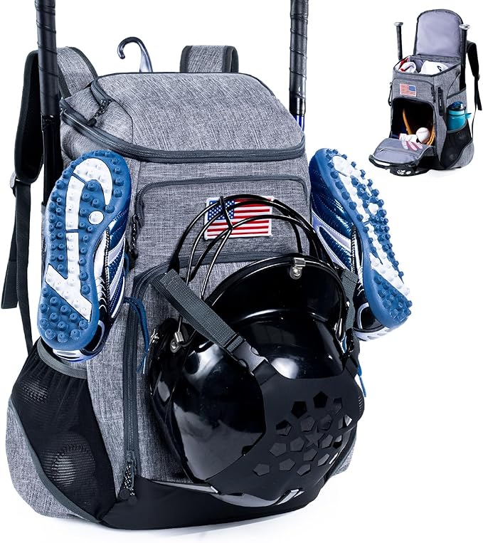 | Baseball Bag Softball Bat Bag, Double-layer Baseball Backpack Adult with Gear Klip To Hold Baseball Glove, Baseball Essential Gear, Youth Baseball Bag for Boys, Girls, Baseball Accessories