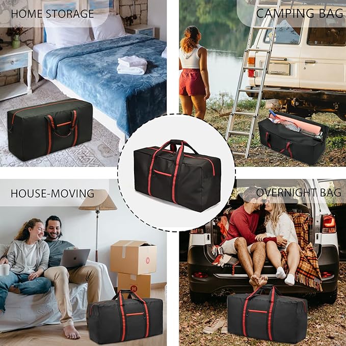 150L Large Duffle Bag for Travel 37” Diffle Bag for Overnight Weekender Camping, Storage for Men Women, Red