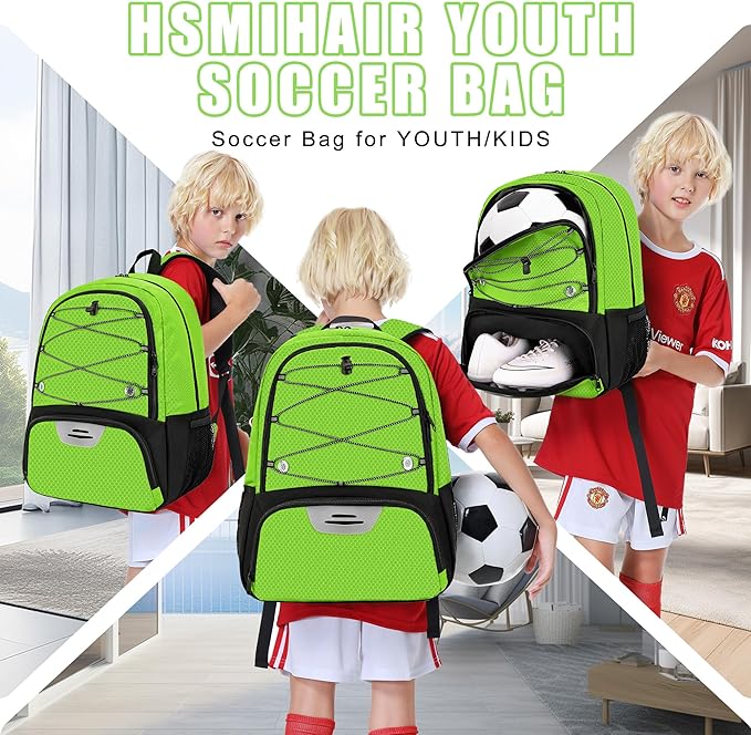 Youth Soccer Bag-Soccer Backpack&Backpack for Football Basketball,with Ball Compartment Separate Cleat Package