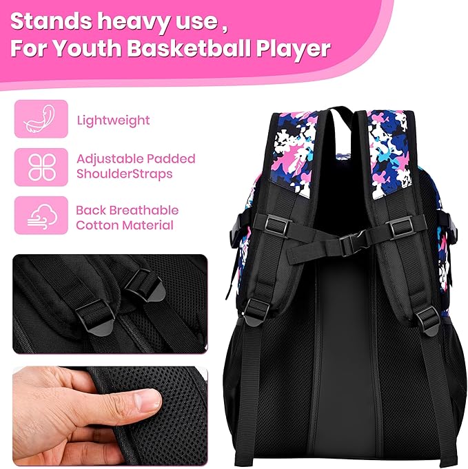 Basketball Backpack Large Sports Bag for Men&Youth,Gym Bag with Separate Ball & Shoes Compartment,Travel Bag for Basketball,Soccer,Volleyball