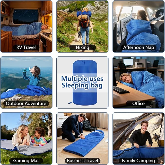 Sleeping Bags, Lightweight Camping Sleeping Bag for Adults, Kids, Hiking, Outdoor, Travel, Cold Weather & Warm