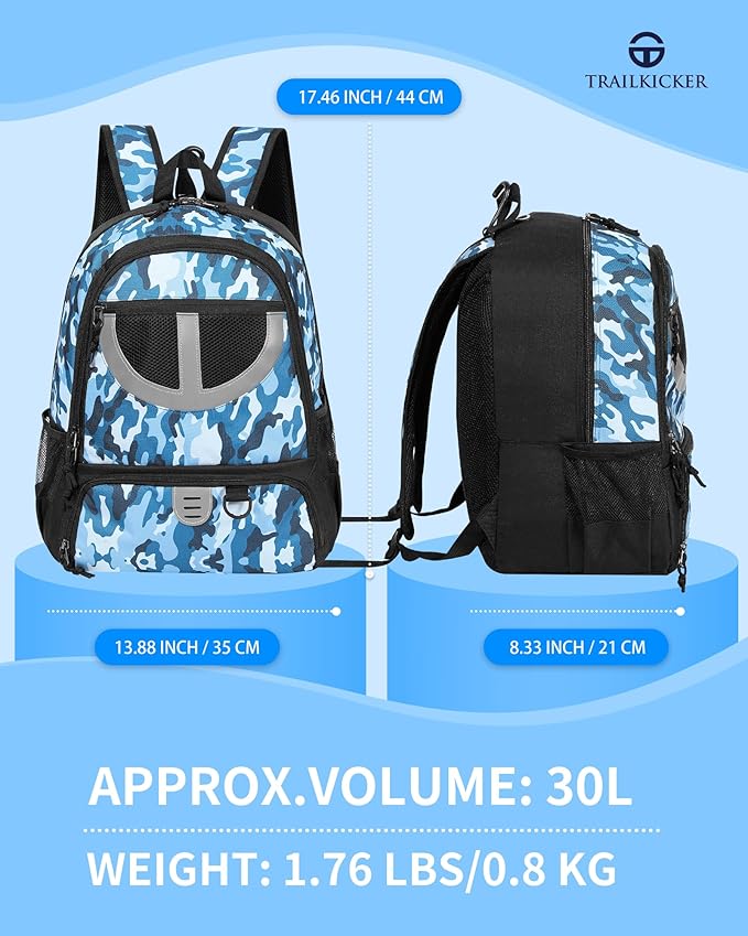 Basketball Bag Backpack for Men Women with Ball & Shoes Compartment 30L Capacity Lightweight Breathable Boys Girls Soccer Ball Bag Backpack Fit Volleyball Football Sports Travel School Gym