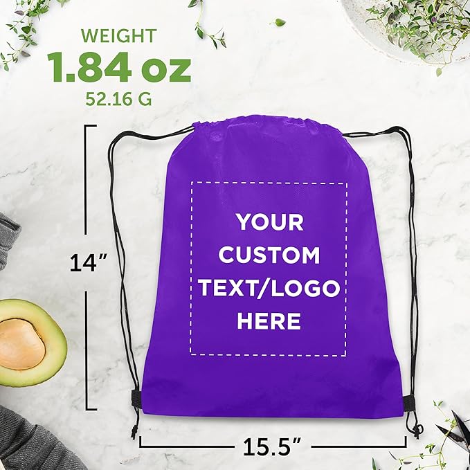 DISCOUNT PROMOS Custom Non-Woven Drawstring Backpacks Set of 10/50/100, Personalized Bulk Pack