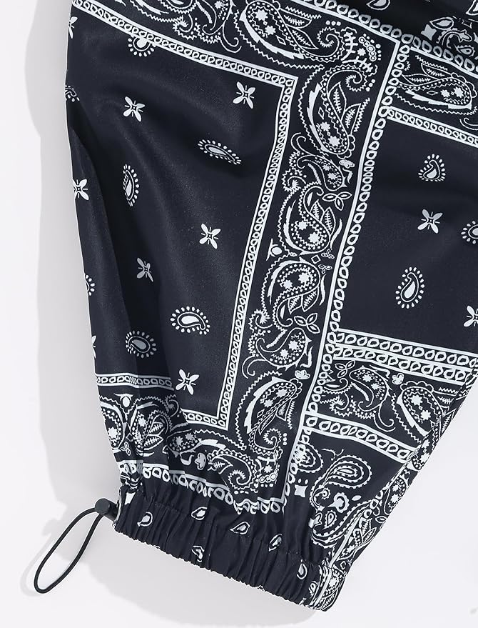 ZAFUL Men's Parachute Pants Casual Baggy Cargo Drawstring Trouser