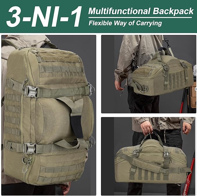 Travel Duffle Bag Gym Bag Duffle Bags with Weekend Overnight Bag for Outdoor Traveling Workout Deployment Sports (Green, 80L)