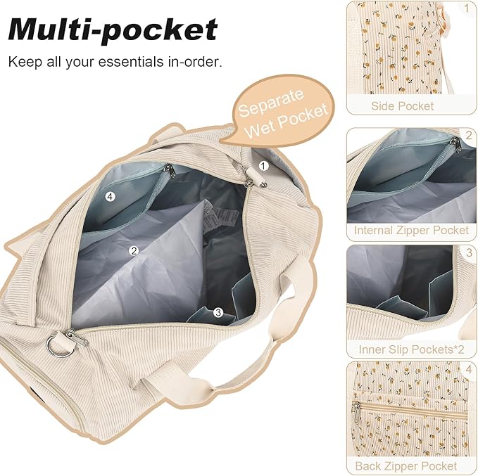 BTOOP Duffle Bag for Gym Sports Women Girls Workout Travel Bag Weekender with Shoe Compartment and Wet Pocket