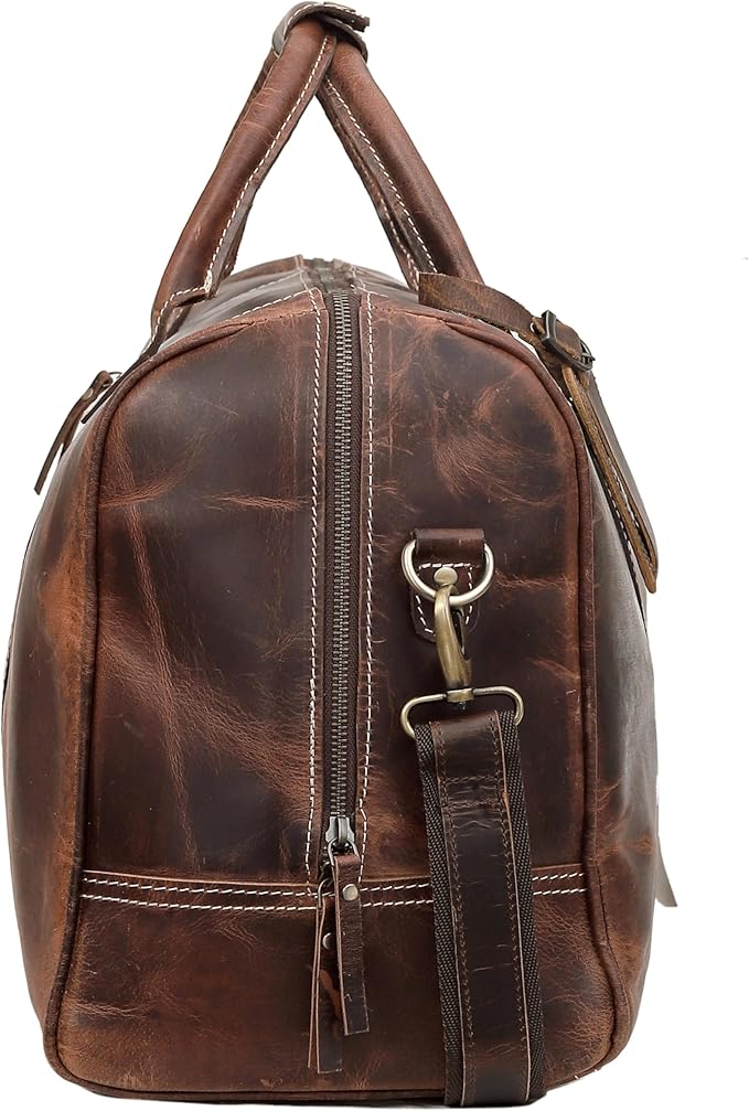 Leather 24 Inch Duffle Bag for Men and Women Large Carry On Luggage Weekender Travel Overnight Gym Sports Bag for Airplanes