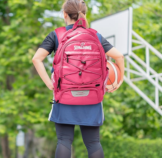 Spalding Basketball Backpack Sports Bag | Large Black Backpack with Shoe and Ball Compartment | Gifts for Basketball Players