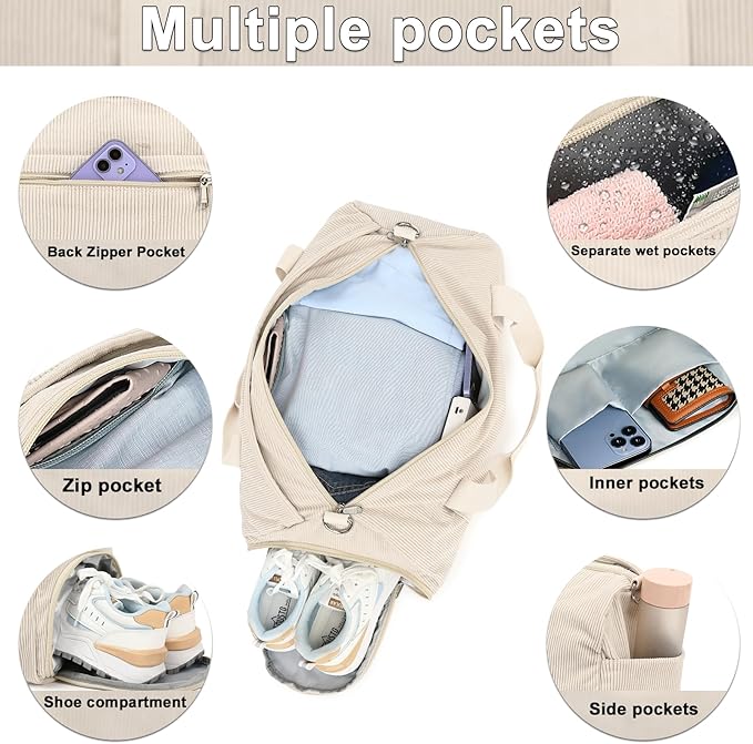 BTOOP Duffle Bag for Gym Sports Women Girls Workout Travel Bag Weekender with Shoe Compartment and Wet Pocket