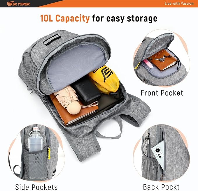 SKYSPER Small Hiking Backpack 10L Packable Lightweight Back Pack Foldable Travel Daypack for Women Men | Packable, Lightweight, Back Pack, Foldable, Travel Daypack