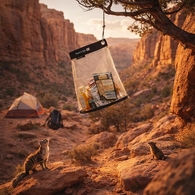 Ultralight Critter Protection Kit- Rodent Proof Stainless Steel Bag for Backpacking - Bear Bag Food Storage for Camping with Coghlans Odor Proof & Waterproof Liner, Survival Utility Rope & Carabiner