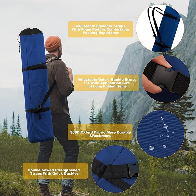 1 Pack 900D 48 Inch Camp Chair Bag Replacement with Shoulder Strap Camp Backpack for Folding Chair Fishing Outdoor Storage Bag(48 * 16.5 * 10.2Inch (Royal Blue, XL)