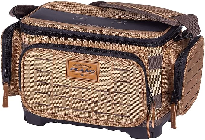 Plano Guide Series Tackle Bag | Premium Tackle Storage with No Slip Base and Included stows, Khaki with Brown and Black Trim