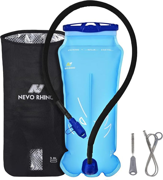 N NEVO RHINO Hydration Bladder 2L-3L with Bladder Insulator, Water Bladder for Hiking Backpack, Leakproof Water Pouch, BPA-Free Water Reservoir Hydration Pack for Hiking Running Camping Cycling Skiing
