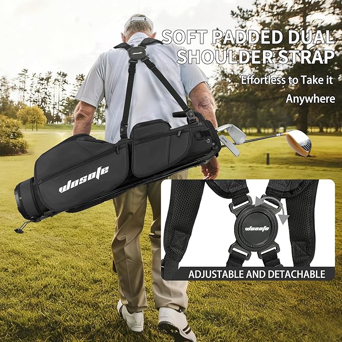 3-Way Dividers Lightweight Golf Stand Bag for Men Women, Mini Small Par3 Golf Bag,Driving Range Executive Courses Portable and Durable with Adjustable and Detachable Dual - Shoulder Straps Rain Cover