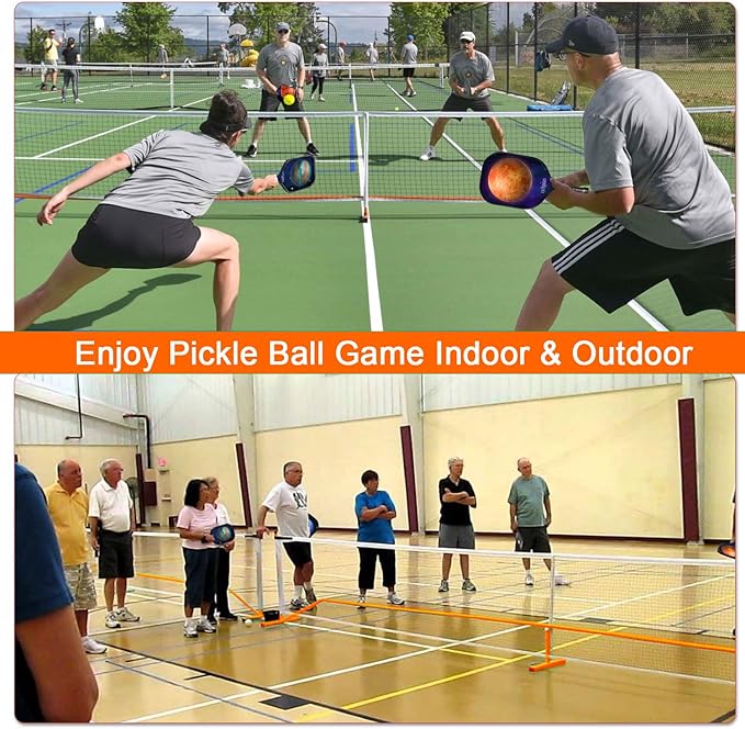 Zdgao Pickleball Net for Driveway with 22FT Regulation Size Pickleball Net, 4 Outdoor Pickleballs and Carry Bag, Weather Resistance Strong Steel Frame